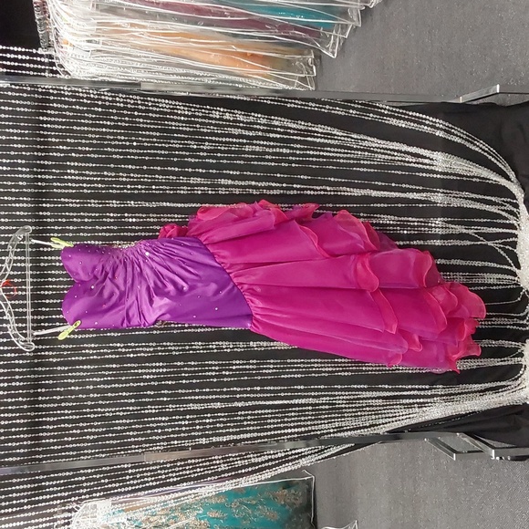 Xcite Ruffle Strapless Prom Dress 30161 Violet - Picture 4 of 5